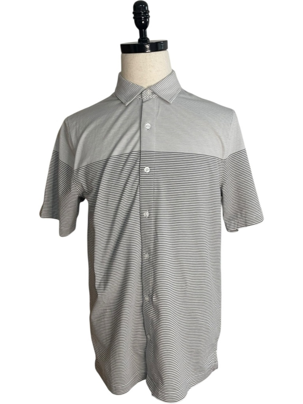 Cutter & Buck Pioneer Engineered Button Front Shirt White Gray